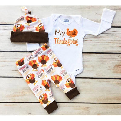 

Fashion Thanksgiving Newborn Baby Boy Girl Top Romper Pants Outfits Set Clothes US Stock
