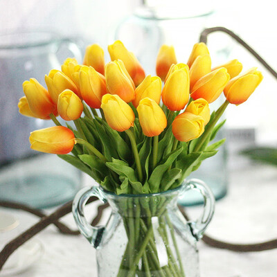 

FUNNYBUNNY 4pcs Artificial Flowers Tulips Wedding Bouquets Flowers PU Tulips Flowers Arrangement Bouquet Home Party WeddingDecor