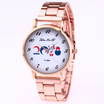 

Fashion Retro Quartz Watch 2018 Football Match Rose Gold Watch Stainless Steel Strap for Women Girls