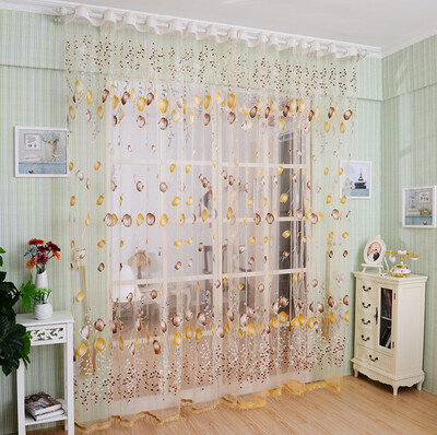 

Gobestart Flower Tulle Window Screens Door Balcony Curtain Panel Sheer Scarfs
