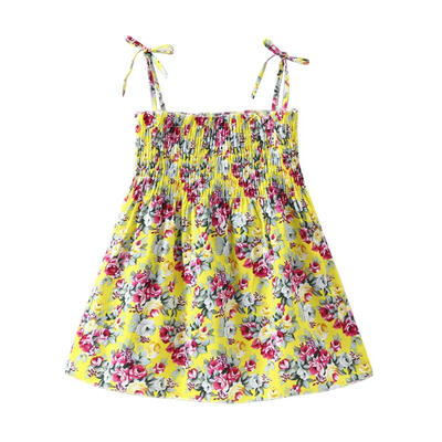

Sweet Print Cotton Summer Dress Kid Girl Sleeveless Sling Princess Dresses