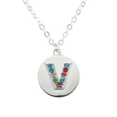 

Silver Alphabet Initial Letter A To Z Pendant Necklace Colorful Rhinestone Pendant Birthday Gifts Christmas Gifts For Women Girls