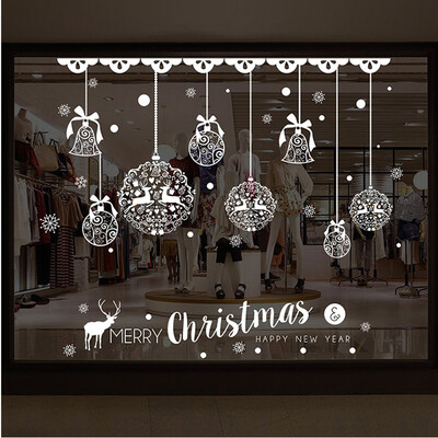 

JPGIF Christmas Shop Window Decoration Wall Removable Stickers Christmas Bells Deer