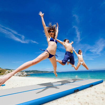 

3 Inflatable Gymnastics Mat Air Track Floor Mat with Pump-Blue