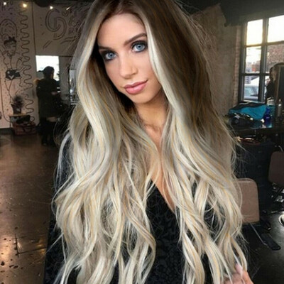 

Newest Stylish Gradient Wave Long Curly Hair Mixed Colors Hair Synthetic Wig Full Curly Wigs Ombre