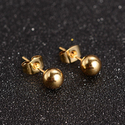 

New 304 Stainless Steel Ball Stud Earrings Golden 6mm Pin 08mm