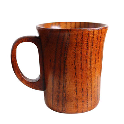 

300-400ml Wooden Beer Tea Coffee Milk Water Cup Kitchen Bar Teaware Handle Mug