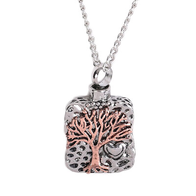 

Stylish&Heart Mini Urn Creative Tree Holder Supplies Silver Memorial Long Cremation Pendant