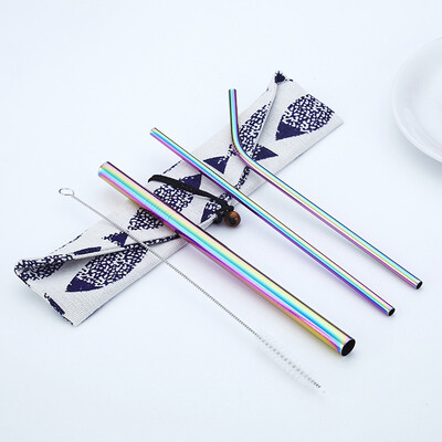 

Straws With Storage Bag A Nylon Cleaning Brush Trendy For Family Reunion GirlS Night Out Cocktail Party Patio Bbq Picnics 4 PC