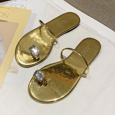 

Summer diamond set toe sandals for female students