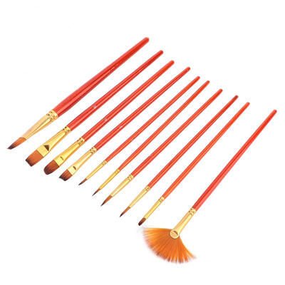 

Greensen 10pcs Gouache Pen Nylon Hair Watercolor Painting Brush Set Art Supplies