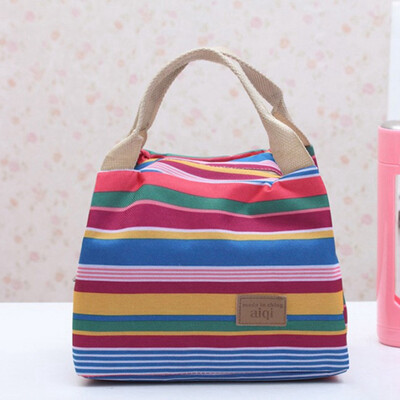 

Fashion Insulated Thermal Cooler Striped Lunch Bag Travel Bag Picnic Carry Tote Cases