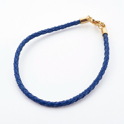 

Braided Leather Cord Bracelet Making with 304 Stainless Steel Lobster Claw Clasps Golden RoyalBlue 8-38"214cm 3mm