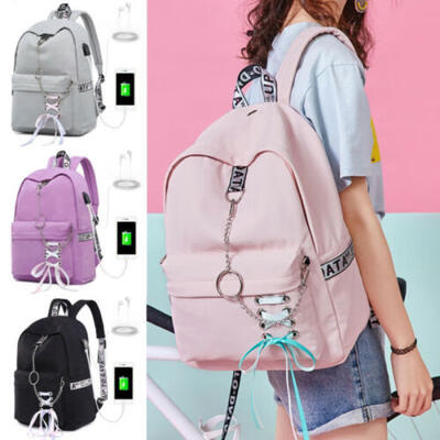 

Women School Bags Waterproof Backpack for Girl USB Charge Travel Laptop Bagpack