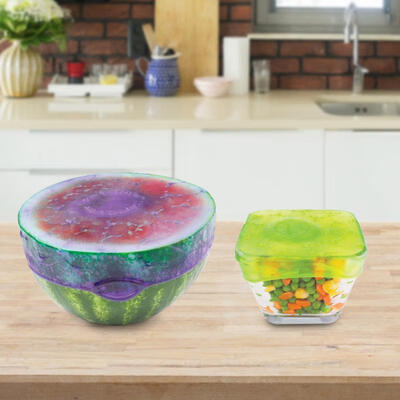 

Greensen 4PcsSet Food Grade Silicone Food Storage Wrap Fruit Sealed Cover Kitchen Tool