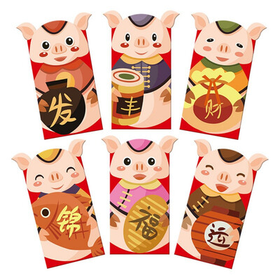 

Chinese New Year Red Pocket The Year of the Pig Red Envelopes for Kids Elder Lucky Gifts New Year Pictures Red Pockets 6pcsSet