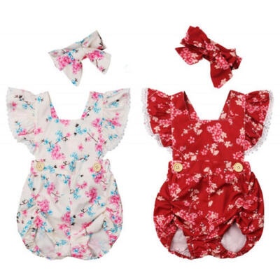 

UK Toddler Infant Baby Girl Floral Lace Bodysuit Romper Jumpsuit Sunsuit Clothes