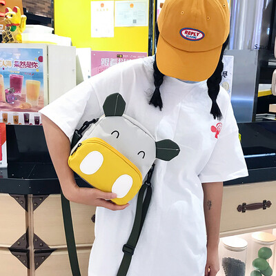 

Chaopai Pigs Backpack Female Cute Cartoon Spliced Canvas small backpack Ugly Cute Animal Travel Backpack