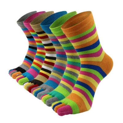 

1Pair Fashion Women Stripe Toe Socks Cotton Five Fingers Socks Casual Soft Socks