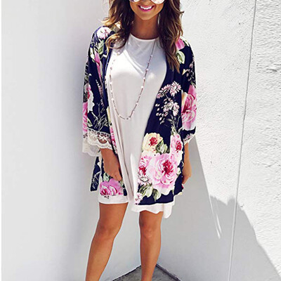 

Nomeni Fashion Womens Casual Shawl Print Kimono Cardigan Top Cover Up Blouse