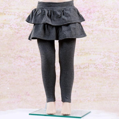 

3-11Y Kids Girls Warm Cute Cake Culottes Leggings With Ruffle Tutu Skirt Pants