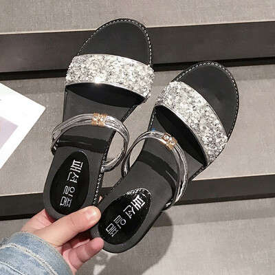 

Sandals women flat - bottom Korean version of a pair of shoes with the slope shoes simple chic students cool summer