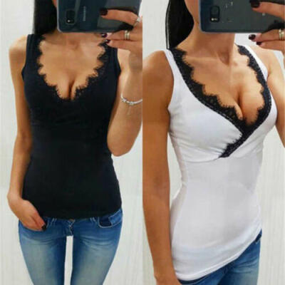 

2019 Women Summer Lace Vest Top Sleeveless Blouse Casual Tank Tops T-Shirt -XL