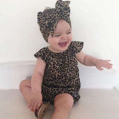 

Cute Infant Baby Girls Leopard Romper Jumpsuit Bodysuit Headband Outfit Set 2Pcs