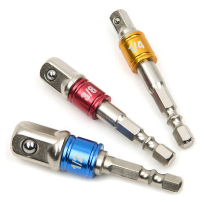 

3Pcs Socket Bit Adapter Drill DIY Driver 14" 38" 12"Power Impact Electric Set