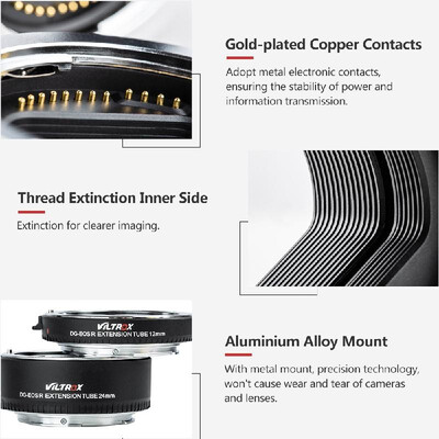 

Viltrox DG-EOSR Portable Electronic Macro Extension Tube Adapter Ring Set12mm 24mm Support TTL Auto Focus AF for Canon EOS R