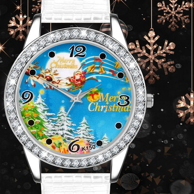

Watch Men 2018 Relogio Christmas Snowman Pattern Leather Band Analog Quartz Vogue Watches Horas Dropship &Ff