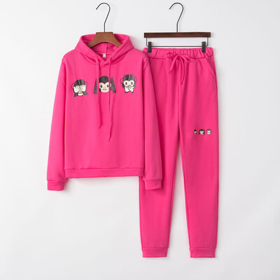 

Tailored Women Solid Color Hooded Sweatshirt&pant Tracksuit Sport Suit