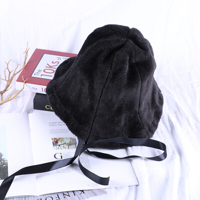 

Japanese soft-girl bow-knot plush fishermans hat