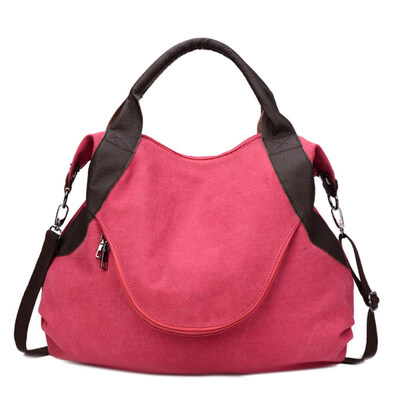 

Vintage Canvas Large Capacity Womens Tote Shoulder Bag Handbag Zipper Pouch