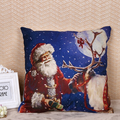 

Tailored Merry Christmas Print Pillowcase Linen Cotton Sofa Cushion Cover Home Decor Gift