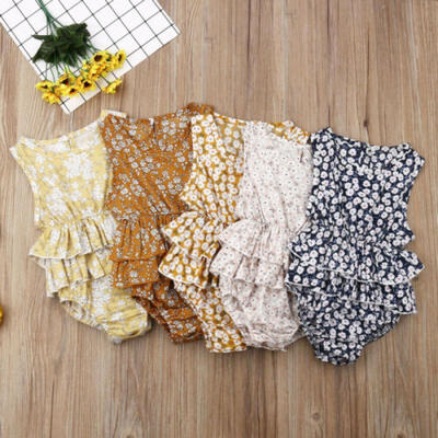

UK Summer Newborn Infant Baby Girl Floral Clothes Sleeveless Romper Dress Outfit