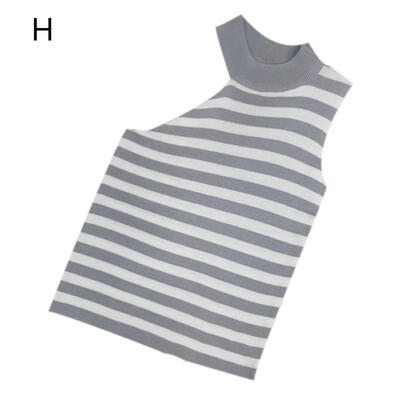 

Women Summer Fashion Personality Striped Casual Concise Slim Fit Round Neck Sleeveless Camisole