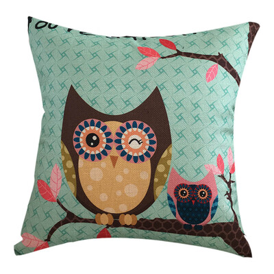 

Owl Bird Cushion Cover Linen Cotton Lovely Sofa Pillow Cover Home Decor Pillow Case Creative