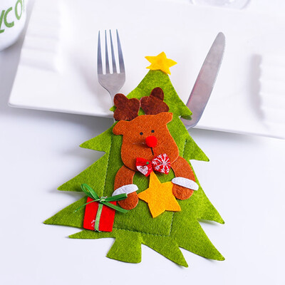 

Creative Christmas Tree Decoration Dinnerware Cover Candy Bags Xmas Fork Tableware Bag