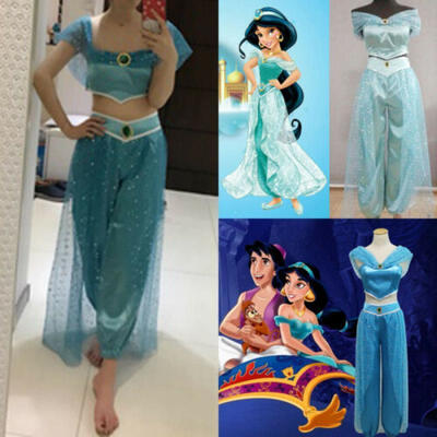 

Aladdin Jasmine Princess Cosplay Women Girl Outfits Fancy Dress Up Party Costume