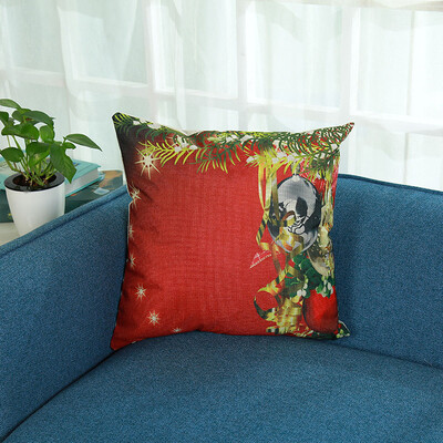 

Tailored Merry Christmas Print Pillowcase Linen Cotton Sofa Cushion Cover Home Decor