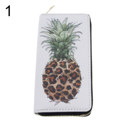 

Pineapple Print Women Faux Leather Long Wallet Zipper Clutch Card Holder Purse