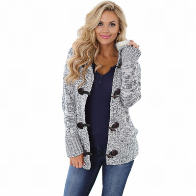 

Plus velvet cardigan sweater womens loose long-sleeved hooded sweater
