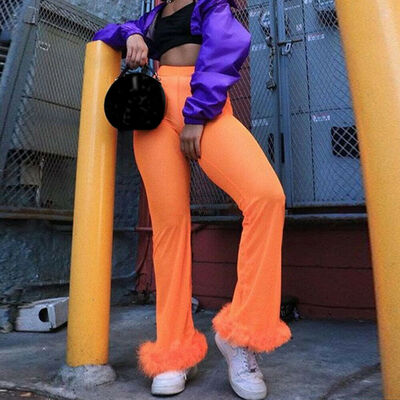 

Sexy Women Beach Mesh Ruffles Sheer Wide Leg Pants Loose Bikini Cover Up See Through High Waist Flared Leg Long Trousers