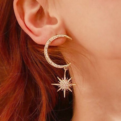 

Silver Ear Needle Exquisite Moon Zircon Earring Crystal Earring