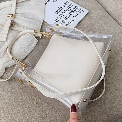 

Summer woman 2019 new Korean version handbag 100 shoulder bag fashion transparent jelly oblique satchel bag