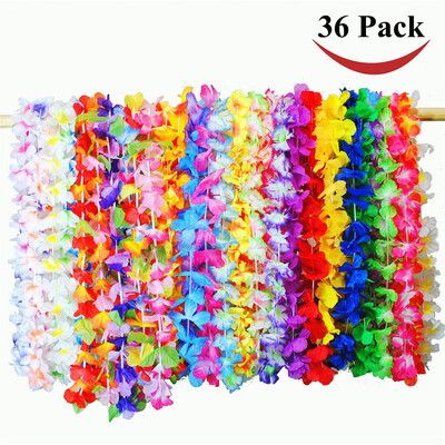 

Gobestart 36 Counts Tropical Hawaiian Luau Flower Lei Party Favors