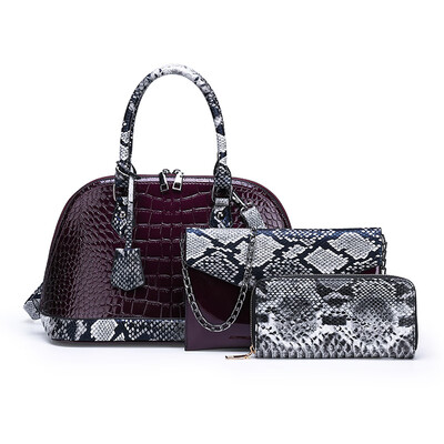 

Portable ladies crocodile pattern shoulder diagonal cross-shell mother bag