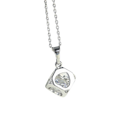 

NinaQueen Cube Of Love 925 Sterling Silver Pendant Necklace Clear Zircon