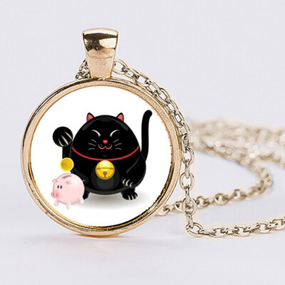 

Japan of Personality Silver Necklace Cat Lucky Necklace Popular Cat Personalized Necklace Initial Antique Maneki